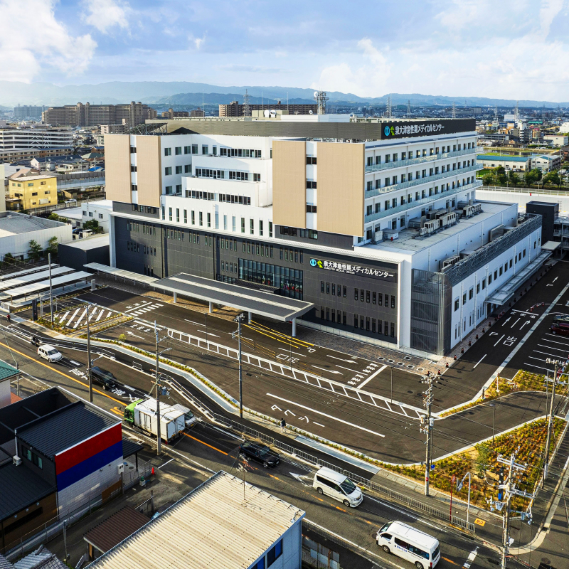 北西面からの全館の鳥瞰写真